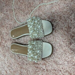 H&M White Pearl Embellished Sandals